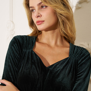 A manica lunga elegante Cocktail formale una linea autunno inverno matrimonio ospite festa del ballo di fine anno sera abito di <span class=keywords><strong>velluto</strong></span> <span class=keywords><strong>Midi</strong></span> per le donne delle signore - Product Image 6