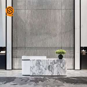 Thiết Kế Phổ Biến Đá Nhân Tạo Cong Tiếp Nhận Truy Cập Đá Cẩm Thạch Trắng Tiếp Nhận Led Bàn - Product Image 4