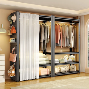 <span class=keywords><strong>Vestiti</strong></span> di metallo in piedi grande capacità di stoccaggio antipolvere armadio bianco 4/5/6 livello soggiorno camera da letto appendiabiti - Product Image 2