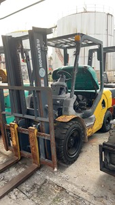 Used Komatsu 3 Ton Diesel <b>Forklift</b> 3-Stage Mast 4WD Solid Tires Rough Terrain Second Hand - Product Image 1
