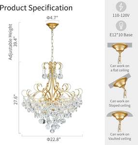 Suspension design européen Offre Spéciale lustre en or brossé cristal k9 de luxe pour salon - Product Image 3