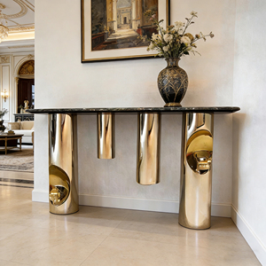Console moderne avec plateau en marbre et pieds en fibre de verre dorés pour l'<span class=keywords><strong>entrée</strong></span> de la maison - Product Image 3