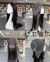 Perruque en cheveux humains vierges européens de la meilleure qualité, couleur brun naturel, avec nœuds simples, perruque frontale en dentelle HD, super double drawn