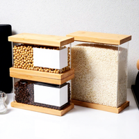 Boîte de rangement alimentaire rectangulaire en bambou de taille moyenne au design moderne avec couvercle hermétique en bambou pour la farine et les collations