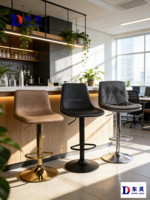 Chaise de bar rembourrée pivotante réglable en cuir et fer, design élégant pour salon