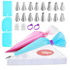 Poches à pâtisserie réutilisables avec des embouts en acier inoxydable pour la <span class=keywords><strong>d</strong></span>écoration de gâteaux <span class=keywords><strong>et</strong></span> l'<span class=keywords><strong>art</strong></span> pâtissier professionnels - Product Image 3