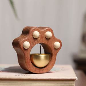 Campana de Puerta con Forma de Pata de Gato de Madera Maciza, Creativa, Directo de Fábrica, Linda Campana de Viento Magnética para Decoración del Hogar, Color Ébano - Product Image 4