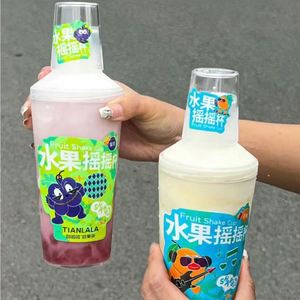 14oz 16oz 24oz <b>Plastic</b> Fruit Shake Bucket <b>Plastic</b> Juice Shake Bottle 700ml Disposable Recyclable <b>Cups</b> with Lid - Product Image 1