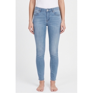 Jeans de Cintura Alta para Mujer, Corte Ajustado, Lavado a la Piedra, Estilo Casual, Azul Claro - Product Image 1