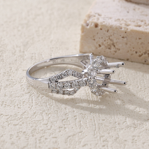 แหวนหมั้นแบบกึ่งสำเร็จรูปทองคำขาว 18K แท้ ดีไซน์คลาสสิก ประดับเพชรคุณภาพสูง ฝังแบบ Prong Setting สำหรับงานแต่งงานหรืองานเลี้ยง - Product Image 6