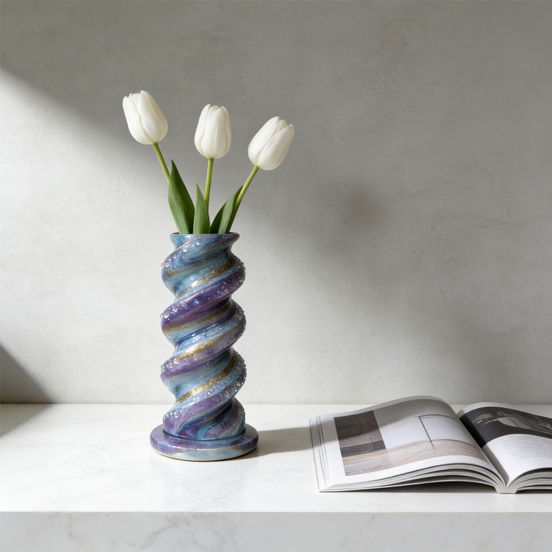 Nordic Style Twisted Resin Vase Purple