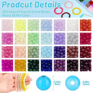 28 Grid 8mm Imitation Jade Glass Bead Set DIY Bracelet Jewelry Making Accessories 700pcs Colorful Beads For Crafting - Product Image 2
