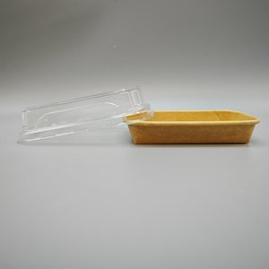 กล่องอาหารกลางวันแบบใช้แล้วทิ้งรูปทรงสี่เหลี่ยมผืนผ้า ทำจากชานอ้อย ย่อยสลายได้ 100% สำหรับใส่ซูชิ อาหาร หรือสลัด พร้อมฝาปิด - Product Image 5