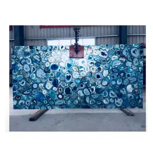 2024 the most popular natural gem stone blue agate slabs for kitchen counter tops etc home decoration