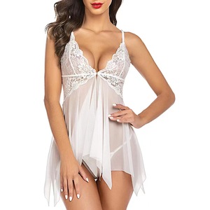 Hot Selling <strong>Erotic</strong> <strong>Clothes</strong> Sexy Women Sleepwear <strong>Erotic</strong> Lingerie Women Closure Babydoll Lace Mesh Sleepwear Set Evening Dress - Product Image 6
