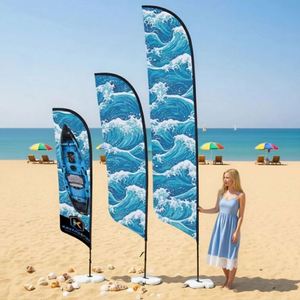 Drapeau géant de plage en fibre de verre rotatif à 360° avec plume, 60x240cm, visible à distance pour la promotion d'événements - Product Image 1