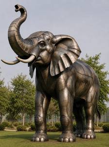 Sculpture d'éléphant en bronze personnalisée, statue de faune pour jardin extérieur et cour, artisanat métallique de haute qualité, décoration paysagère - Product Image 5