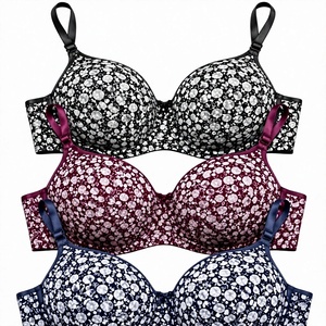 Sujetador acolchado sin costuras con estampado para mujer, diseñado para comodidad durante todo el día con tela suave, transpirable y elástica, sujetador con relleno elegante. - Product Image 1
