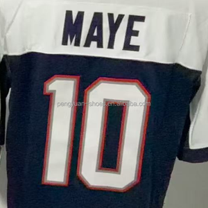 Drake Maye Lacivert/Beyaz En Kaliteli Dikişli Amerikan Futbolu Forması Gönderime Hazır - Product Image 1