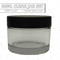 Cali Packs - Frascos de Vidrio Transparente de 60 ml con Tapa de Plástico, Capacidad de 50 g, Etiquetas para el Cuidado de la Piel y Uso Cosmético, para Crema de Ojos
