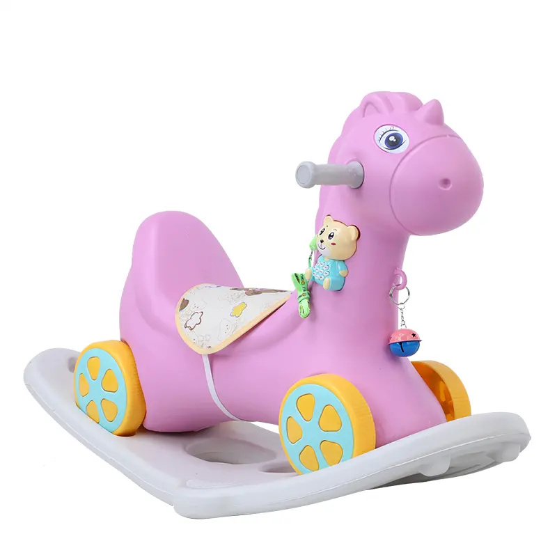 HONGDUO Baby Cartoon Friendly Plastic Rocking Horse Kid Indoor Sport Ride on Animal Toys Children Rocking Chair