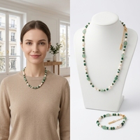 Delicado Collar de Perlas de Aventurina Verde, Regalo para Mujer, Gargantilla de Perlas de Concha para Mujer, Joyería