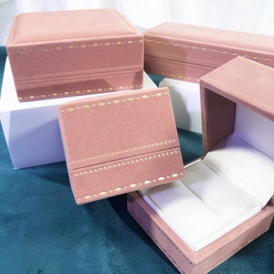 Pink Velvet Jewelry <b>Box</b> for <b>Ring</b> Necklace Rigid Rectangle Jewelry <b>Box</b> with Side Gold Stamping Mother's Day Gift Packaging - Product Image 2