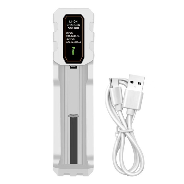 26800 Smart Charger 32650 32850 26650 18650 Lithium Battery USB Single Slot 4.2V DC 5.0 Input Model 5D818H LED Illumination
