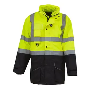 Chiffons de travail en gros tissu de travail réfléchissant chaud Hivis vêtements de travail uniformes coton électrique sécurité veste de pluie