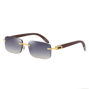 DAISYER 2020 Élégant moderne personnalisé lunettes de soleil petit cadre sans <span class=keywords><strong>monture</strong></span> lunettes de soleil en <span class=keywords><strong>bois</strong></span> pour hommes - Product Image 6