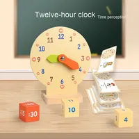 Jam Alarm kayu DIY anak-anak, alat bantu mengajar montesori untuk kelas pertama kognitif jam belajar plastik