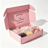 Boîtes à biscuits en carton ondulé rose avec logo personnalisé, boîtes à macarons de qualité alimentaire, vente en gros, boîte à biscuits pliable écologique rose