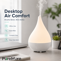 Diffuseur d'arômes ultrasonique élégant blanc à brume fraîche avec lumière ambiante douce pour chambre à coucher, bureau, hôtel, maison, humidificateur d'air