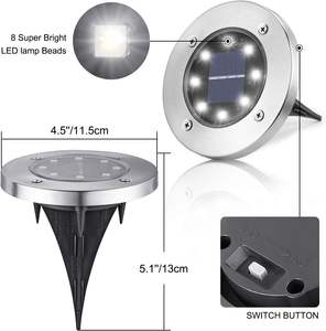 Lámpara Solar Subterránea para Jardín con 8 LED, IP65 Impermeable, Modo Automático, 8-10 Horas de Funcionamiento, para Uso en Exteriores, Venta al Por Mayor - Product Image 3
