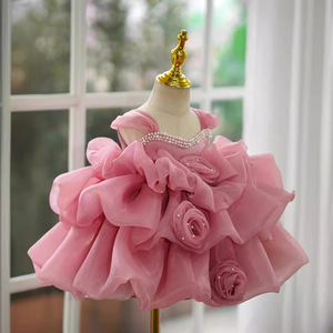 Vestido de Princesa para el Primer Cumpleaños del Bebé, Vestido Nuevo para Bebé, Color Arena, Verano - Product Image 3