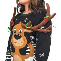 Pull de Noël moche personnalisé, pulls de Noël moches 3D, lancer d'anneaux de rennes, pull de Noël unisexe