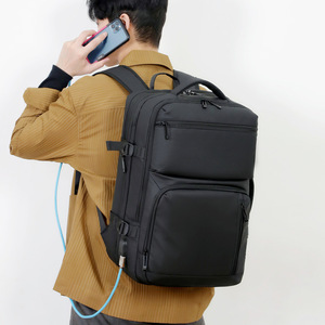 Men's <b>Backpack</b> Expandable <b>15</b> <b>Inches</b> USB Charging Business Travel <b>Laptop</b> Bag Solid Color Wear-Resistant - Product Image 1