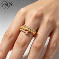 Bague en laiton motif serpent plaqué or 14 carats, anti-ternissement, double couche, réglable, unisexe, vente en gros, personnalisable Shiyi SY