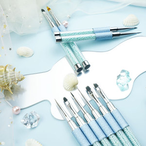 Özel Logo naylon altın Metal kolu tasarım tırnak fırça seti doğal boyama Uv jel Liner tırnak fırçası manikür tozu için - Product Image 2