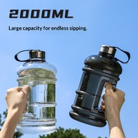Bouteille de sport en plastique PC de 2 L grande capacité, en forme d'haltère, pour la gym et le fitness, à boire directement, portable, pour eBay (Dropshipping)