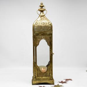 Lucky wind Große antike goldene Blatt Vintage marok kanis che Metall laterne Kerzenhalter - Product Image 3