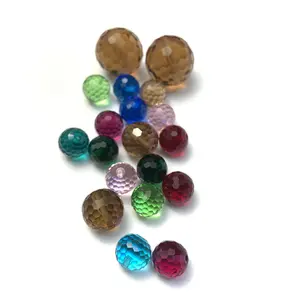 Fancy Gems Big Size 8mm Faceted Beads Crystal With Hole Green Glass Stone For Necklace Earring Making