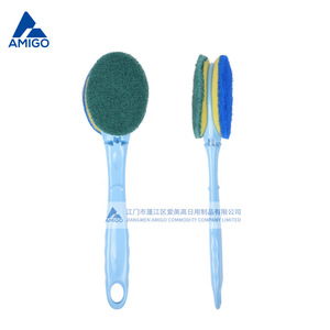 Brosse de nettoyage de cuisine Amigo avec tête en éponge et boucle de suspension pour casseroles, poêles, bols, manche bleu-vert - Product Image 4