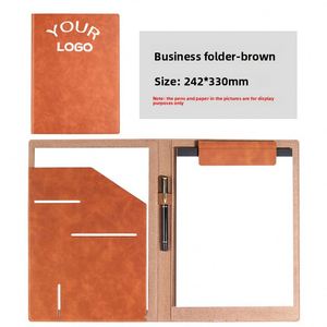 Custom Print Logo Portfolio <b>A4</b> Size Business Conference Pu Leather Presentation Signature Clipboard <b>File</b> Folder - Product Image 3