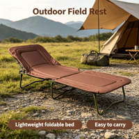 Lit de camping pliable à 5 positions réglables avec cadre métallique, chaise longue inclinable portable pour le camping, la plage, la piscine et l'extérieur
