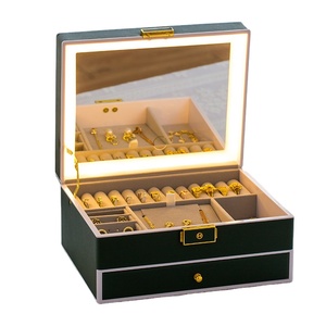Trois types de boîtes à bijoux lumineuses avec miroir, grande capacité, vente en gros, rangement pour bijoux - Product Image 1