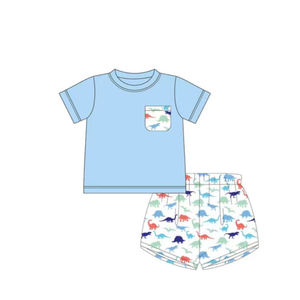 BSSO1960 Ensemble personnalisé pour petit garçon, tenue de baseball rayée bleue à carreaux, vente en gros pour enfants, ensemble à manches courtes pour tout-petit - Product Image 5
