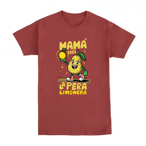 Camiseta Mama Eres La Pera Limonera Roja de Manga Corta Unisex con Cuello Redondo y Estampado Digital, Ropa Promocional - Product Image 3