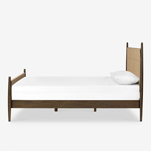 Mid-Century Modern Bobbin <b>Bed</b> <b>Frame</b> Bedroom Set with Nightstands & Dresser Solid Wood Upholstered Headboard Furniture Set - Product Image 5