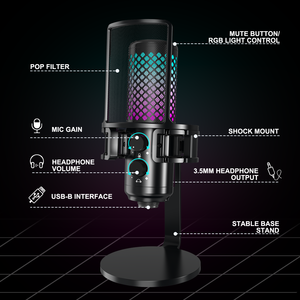 Noise Cancelling Auto <strong>Control</strong> Radiant RGB Lighting Broadcast Training Game Voice Chat Dedicated Gaming Mic for Laptop PC <strong>PS4</strong> PS5 - Product Image 5